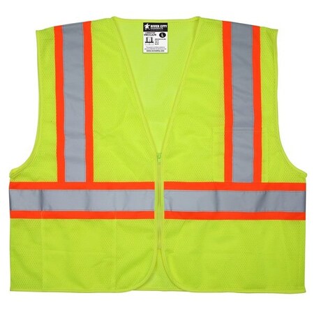 Mcr Safety Safety Vest, Economy Class 2 3.5 Inch Orange, Silver Stripes Zipper Front, Limited Flammability VWCCL2LFRX4